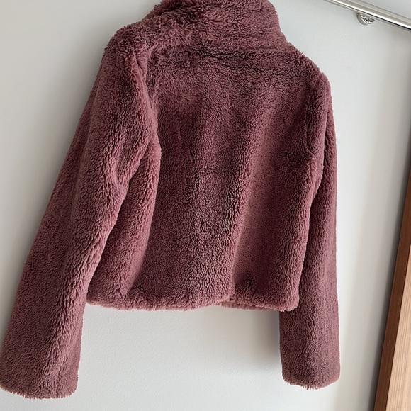 Anthropologie chevron faux fur bomber jacket - Picture 4 of 6